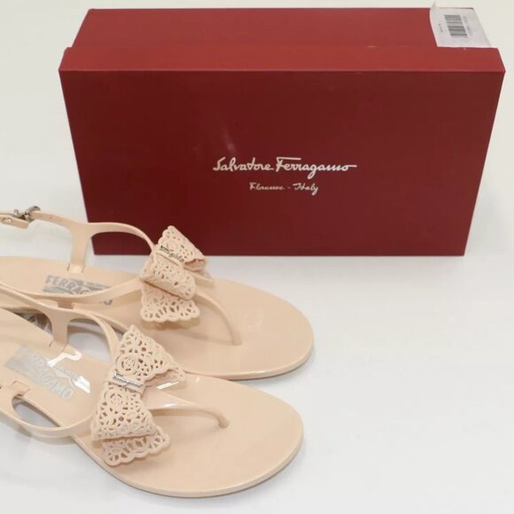 Salvatore Ferragamo Peach Jelly Perala Bow Thong Sandals US 10 EU 40.5 - Picture 1 of 16